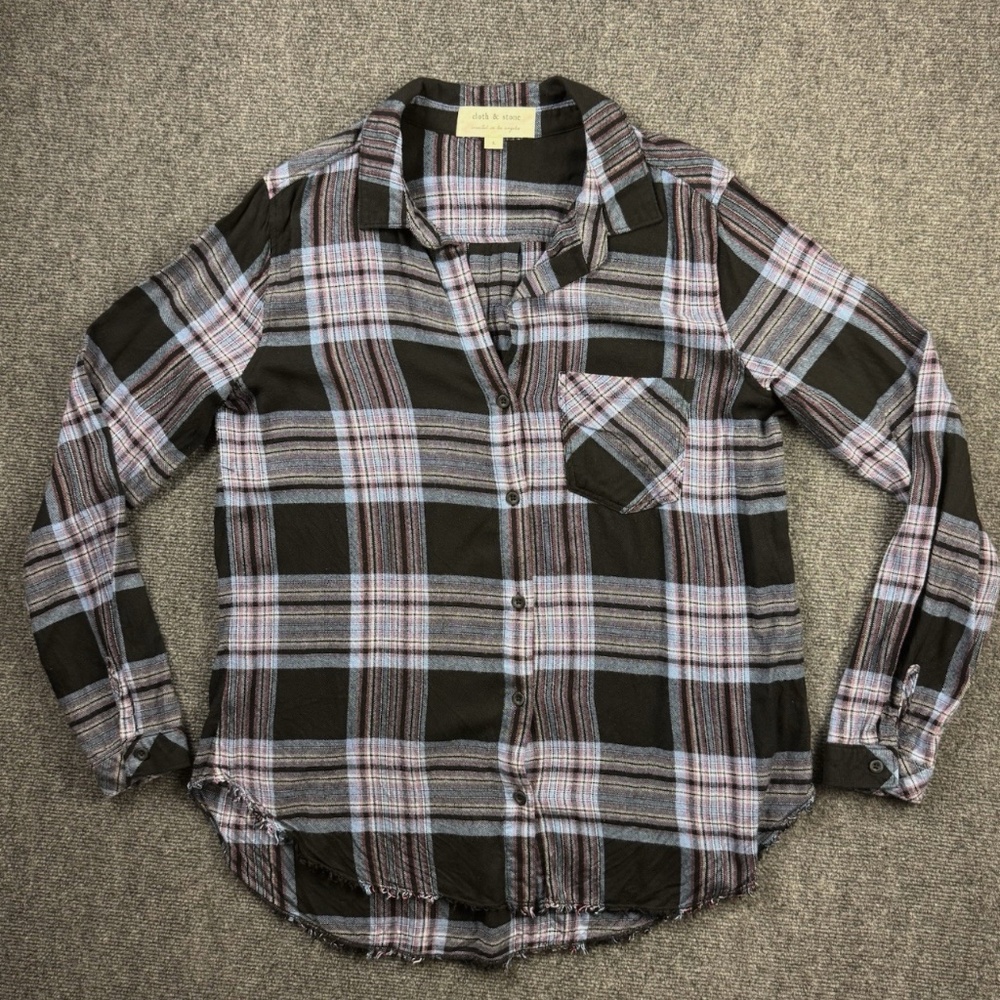 Cloth & Stone Anthropologie Womens Plaid Blouse Shirt Button Top Western Large